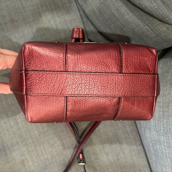 Coach Maroon Burgundy Leather Crossbody Drawstring Bucket Bag - Picture 6 of 9